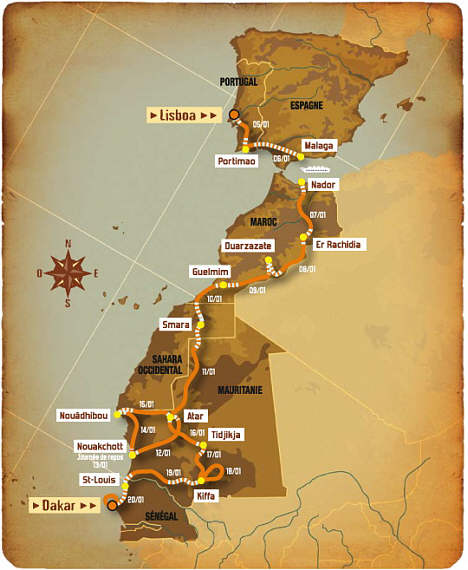 Rallye Dakar er næsten 10.000 km langt, men den store forskel på årets rally og de tidligere er det store kilometerantal for løbets hastighedsprøver og den store andel af rallyet, som finder sted i Mauretaniens sand- og stenørken.